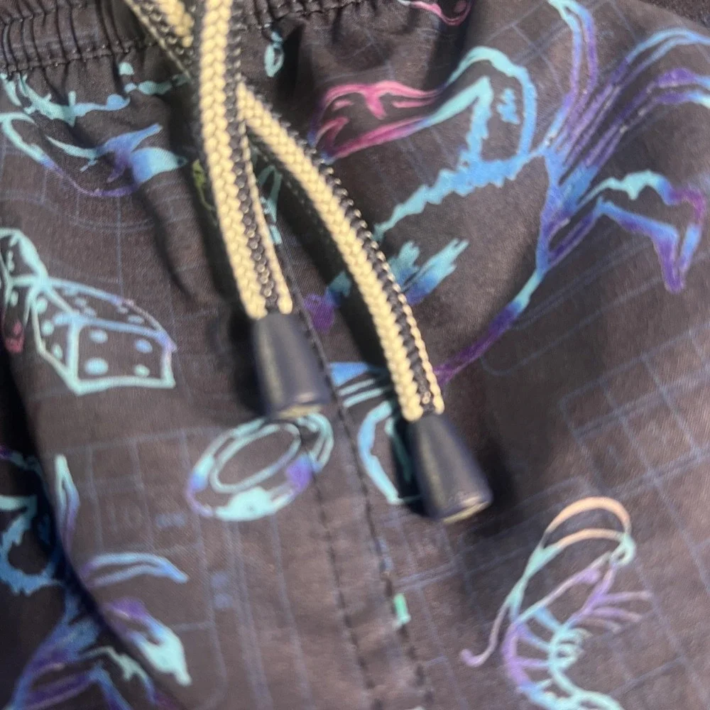 Peter Millar Swim Trunks Mens Medium Blue Crab Dice Casino Print Lined Stretch